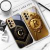 Gorgeous letter gold "R" For Samsung A 01 52S A04 A05S A10 A12 13 22 23 24 36 42 M02 Note 10 20Ultra 8 9 Golden glass phone case