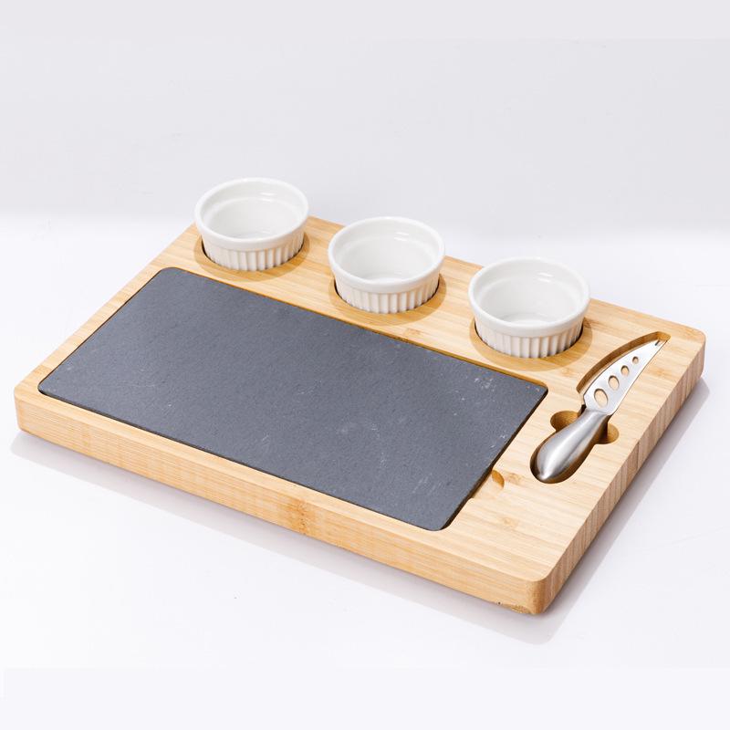 Bamboo Cheese Board with Knife Set and Drawer Tray
