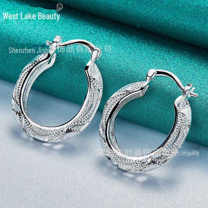 Mattierte silberfarbene U-förmige Drachenkopf-Ohrringe für Damen – West Lake Beauty Kollektion