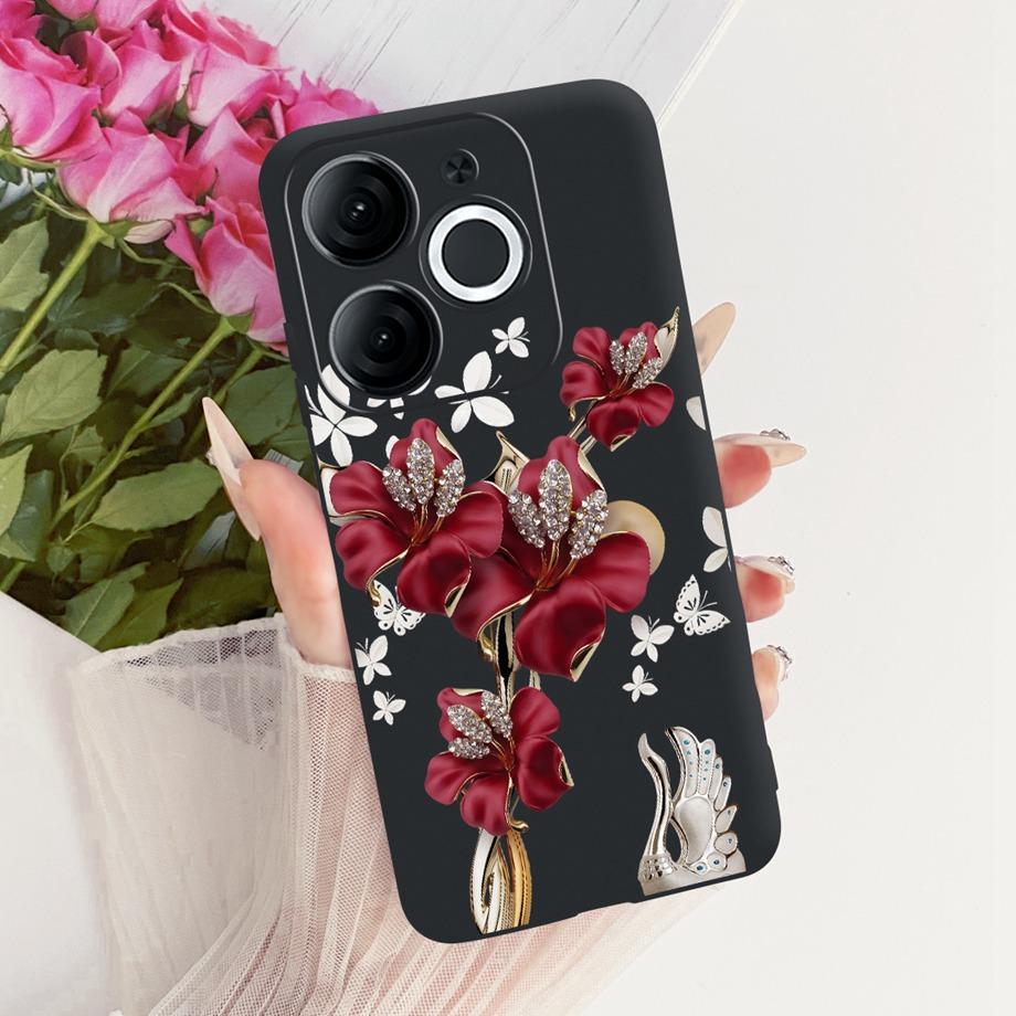 For Itel A80 A90 A95 A70 A60 A60s Phone Case Matte Soft TPU Bumper Cover Cool Cartoon Luxury Butterfly Flower Bow Pattern Funda