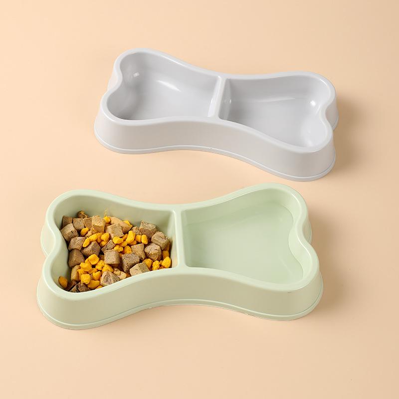 Dog Bone Shape Pet Double Bowl, Macaron Bone Shape Dog Double Bowl Pet Bowl