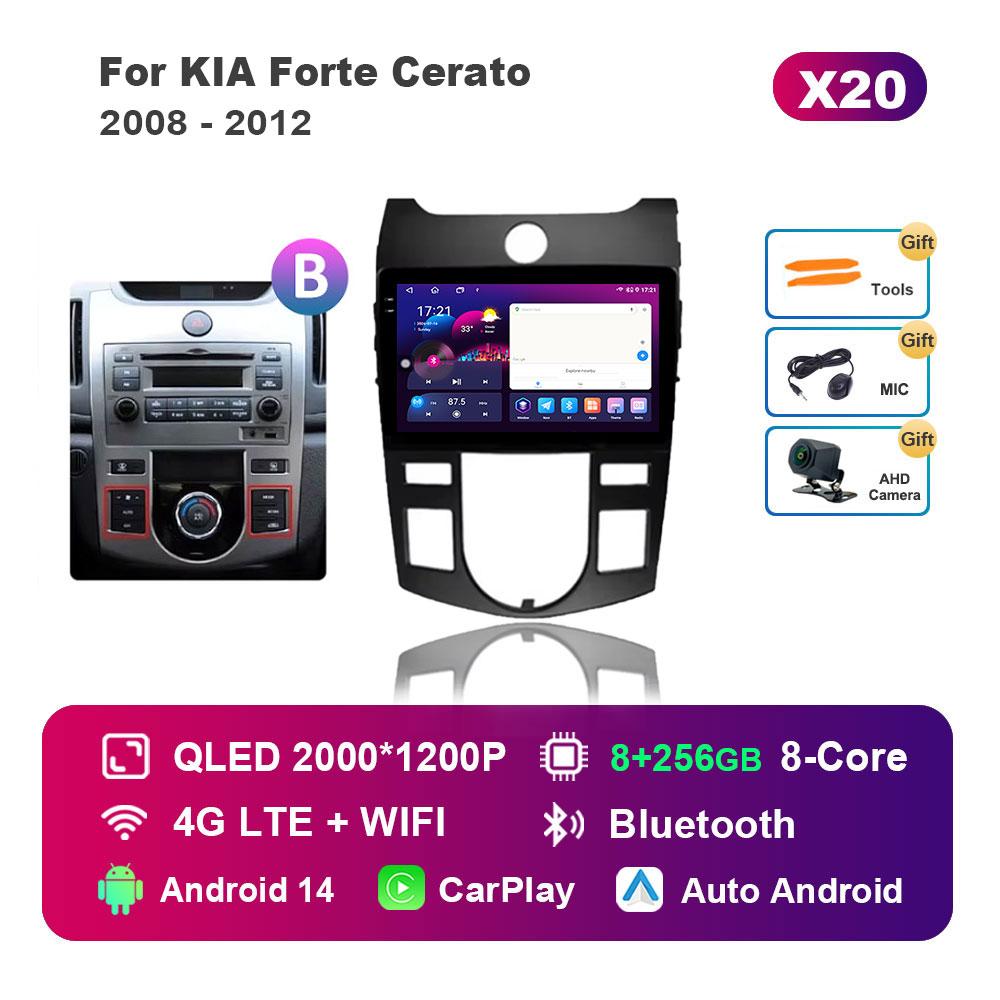 for KIA Forte Cerato 2008 - 2012 Android 14 Intelligent System Car Radio Multimedia Player GPS Navigation BT 4G WiFi HD Screen