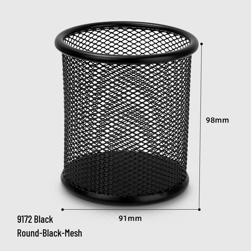 Round Metal Mesh Pen Holder - Stylish Stationery Organizer