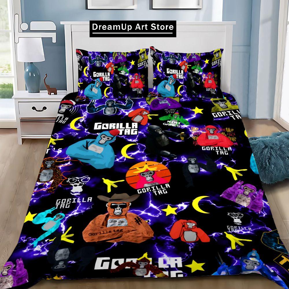 Cartoon Novelty Cool Gorilla Game Tag Duvet Cover Pillowcase Bedding Set Adult Boy Girl Bedroom Decoration Children Gift Single