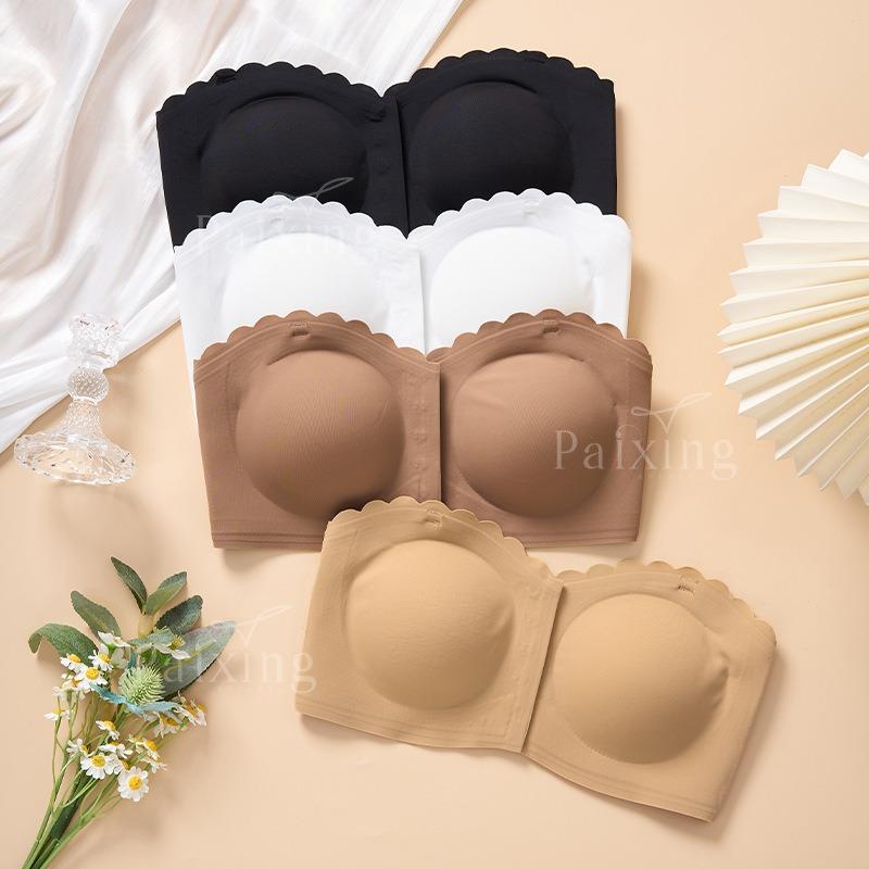 Detachable Invisible Shoulder Strap Wavy Edge Seamless Thin Plus Size Push Up Backless Bra For Women