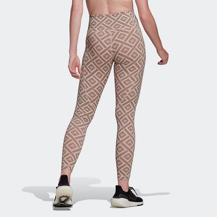 Adidas Patterned Full Print Fitness Leggings Women Leggings Brown HM3224