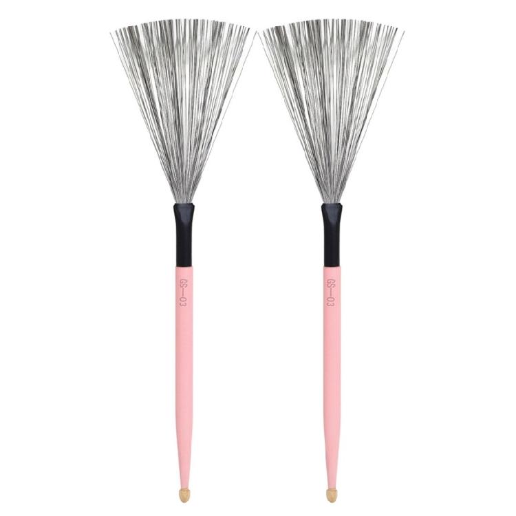 1Pair Double Head Drum Brush Carbon Steel Wire Brush Percussions Drum Stick розовый