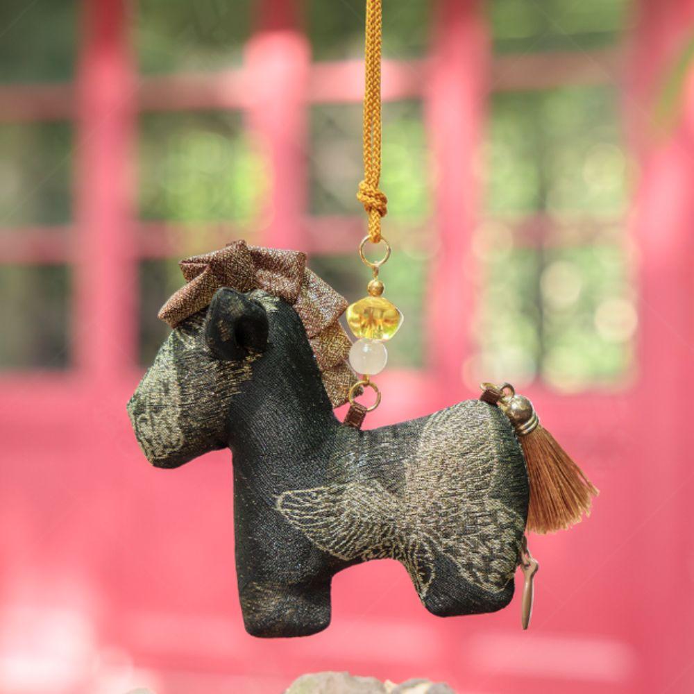 Brocade Zodiac Horse Sachet Embroidery Refillable Bag Horse Hanging Decoration Chinese Style Zipper Design Pony Car Pendant Gift