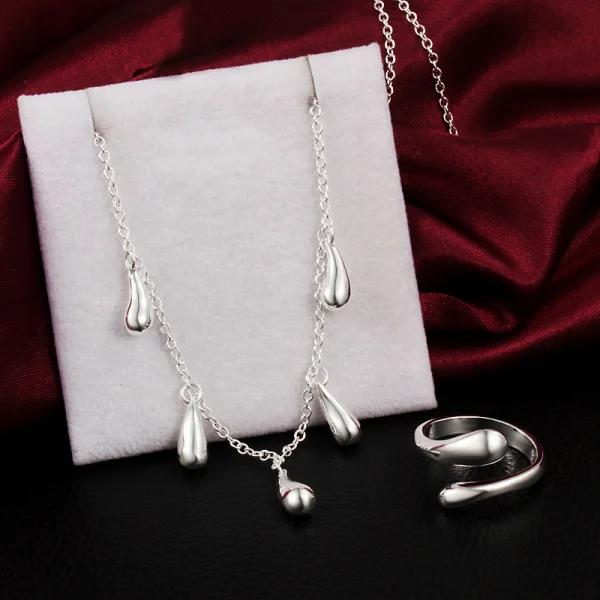 

Charm Woman party wedding Jewelry sets Copper water drop rings necklace set classic fashion lady Christmas gifts resizable
