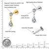 Right Grand ASTM F136 Titanium 16G Teardrop Dangle CZ Labret Stud Waterdrop Tragus Cartilage Earring Flatback Helix Piercing
