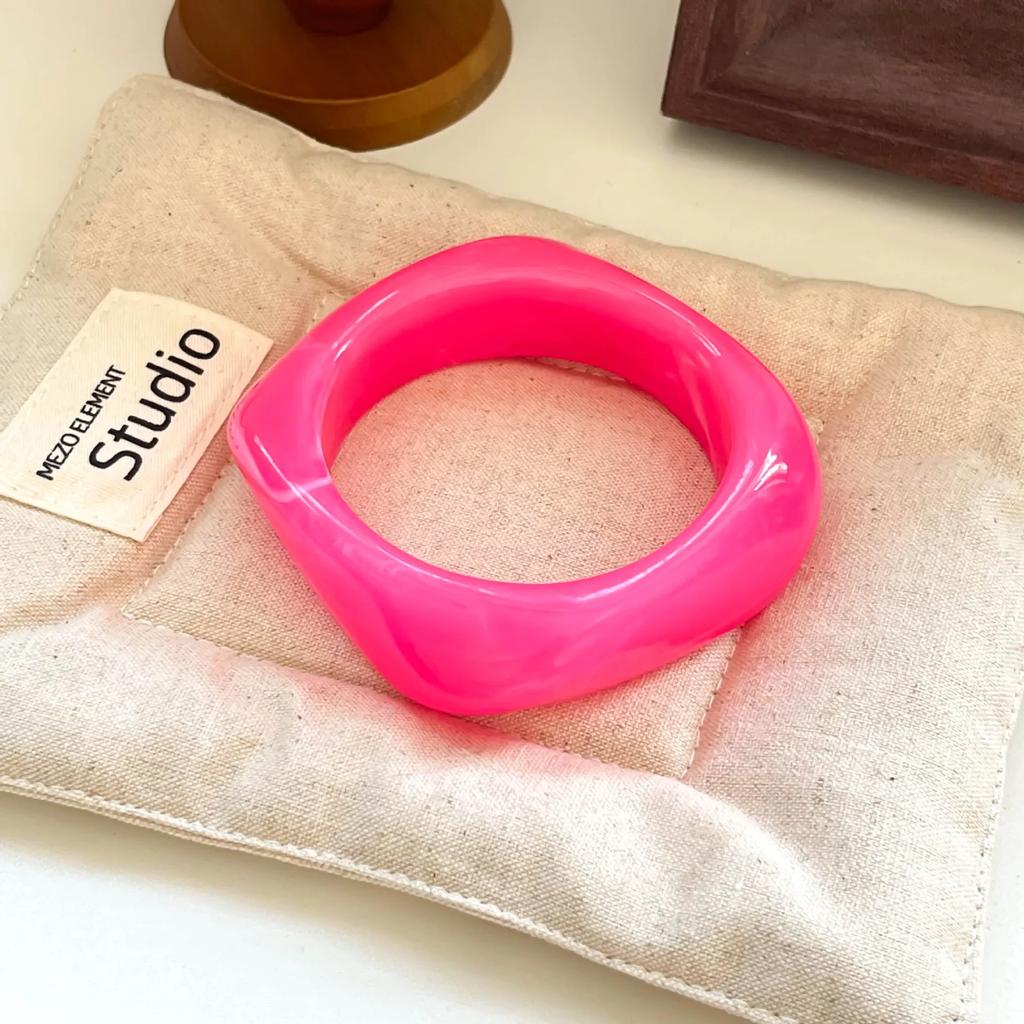 Cool Ingemark Boho Brown Irregular Acrylic Resin Chunky Bangles Women Hip Hop Goth Geometric Charm Bracelets Couple Jewelry Gift