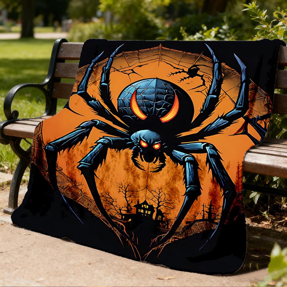 1pc Spider Web Throw Blanket Polyester Fiber, Lightweight Flannel, Soft & Warm, All Season Use for Outdoor, Camping
