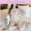 Moderm Silklike Pajama Set For Women With Vneck Long Sleeve Lounge Wear Lounge For Home Office
