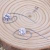 Stainless Steel Dangling Earrings with Large Cubic Zirconia Stones