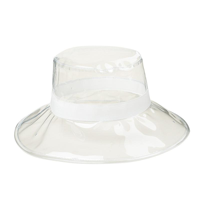 New Solid Leopard Transparent Women's Buckets Hats Caps PVC Beach Sun Visor Waterproof Rain Hat Plastic Wide Brim Caps Gorras