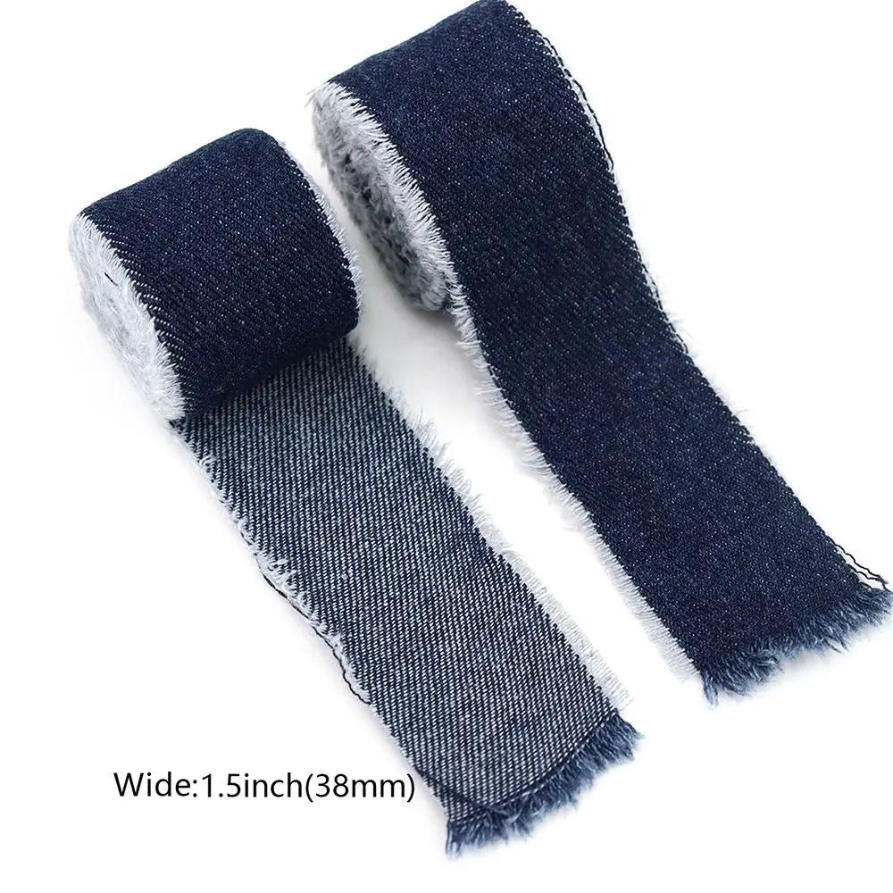 1,5 Yards Jeansband Blau Cowboy Unifarben Handgemacht Fransen Seidenband Haarspange Schleifen Jeansstoff Stoff Hochzeitseinladungen