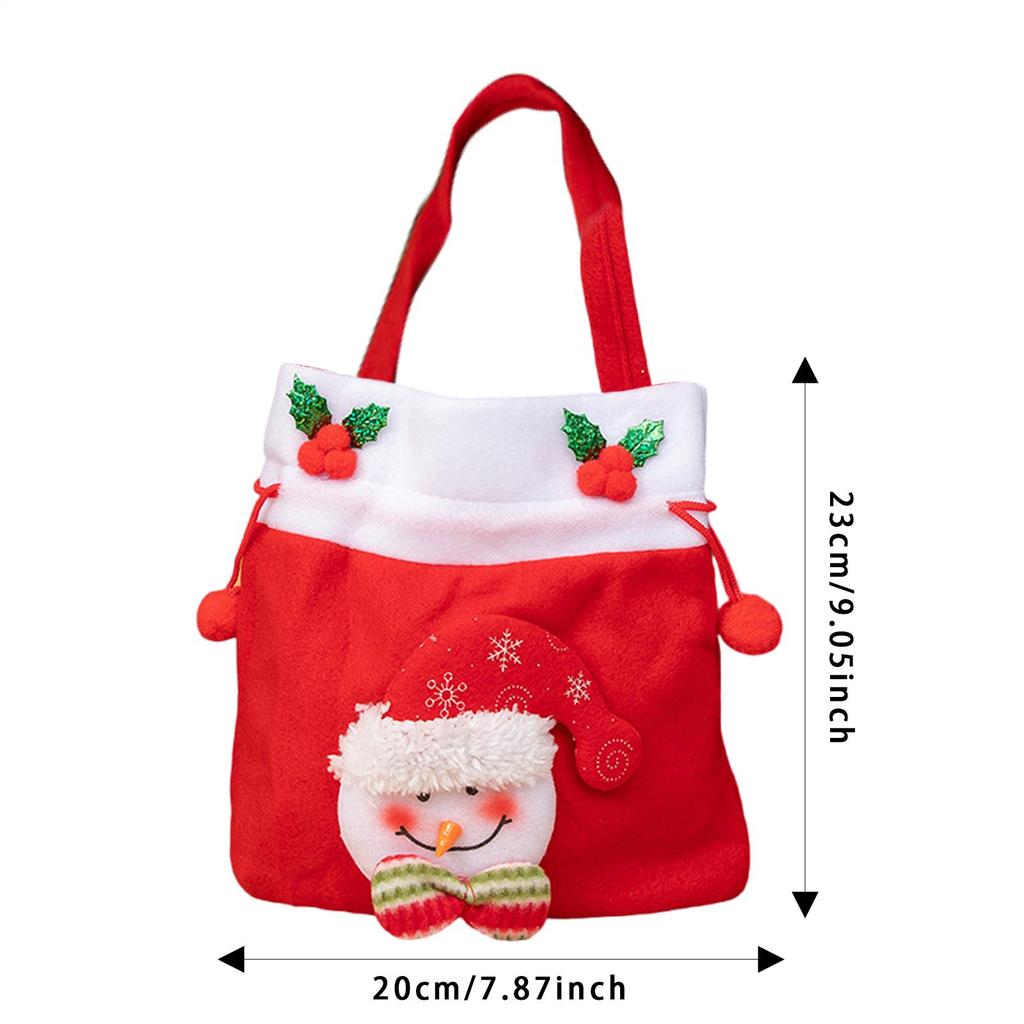 Petit sac de friandises de Noël Pochette réutilisable à dessin animé Sac à cordon pour Noël Pour gelée, sucettes, chocolat, jouets pendant