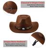(One Size, Coffee) Western Cowboy Hat for Women Men Bohemian Cowgirl Hat with Beads Trim Outdoor Sun Hat