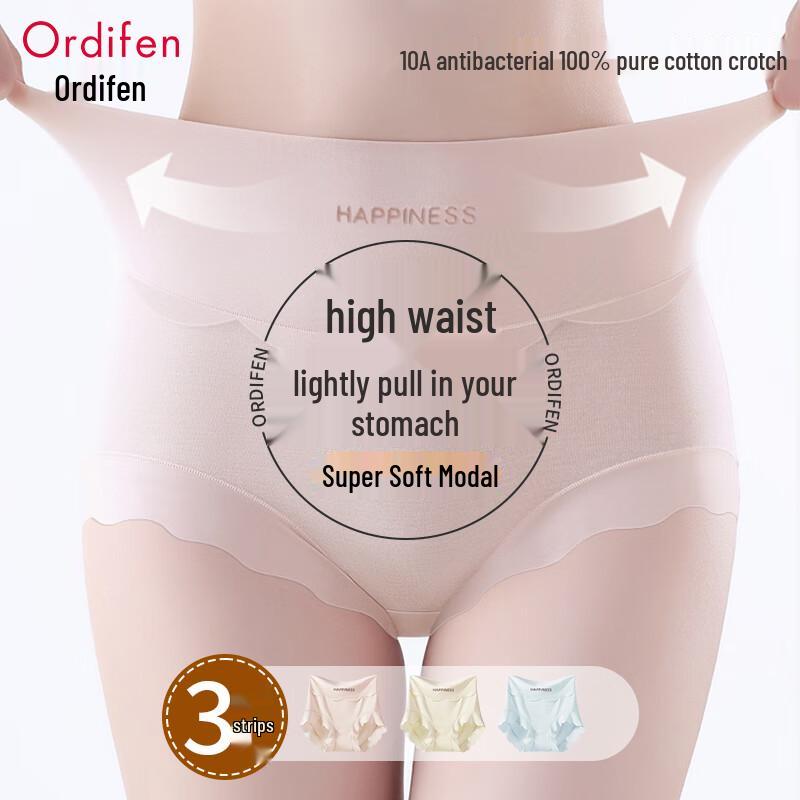 

Audifen Women s Modal High-Waist Tummy Control Seamless Antibacterial Briefs with Cotton Crotch XL (143-165 lbs)