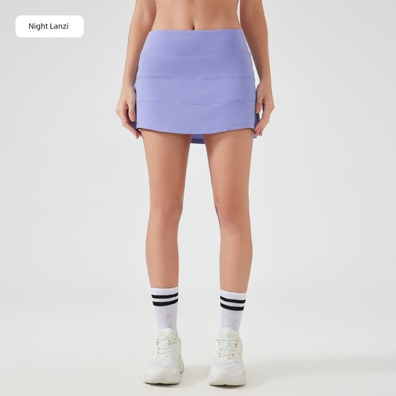 Foreign Trade New Sports Short Dress Women Summer Ice Feeling Quick-Drying Breathable Fake Two Pieces Anti-exposure Yoga Skirt Fitness Tennis Skirt