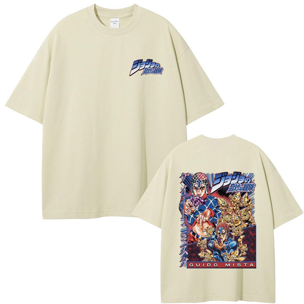 Anime JoJo Bizarre Adventure Guido Mista Graphic Tshirt Men Women Casual Cotton Short Sleeve T Shirts Manga Vintage Tee Shirt