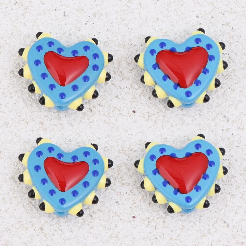TX63 1Pcs Fun Design Sense Heart Handmade Bumpy Charm Beads Glass Spacer Texture Bead DIY Earring Bracelet Necklace Jewelry