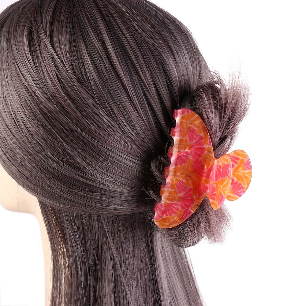 Korean Style Hair Claw Clip Colorful Acrylic Shark Clip Gifts Flower Hair Claw  Back Of Head