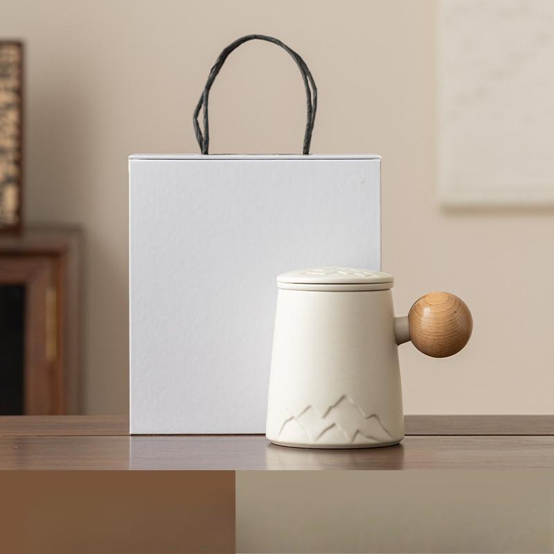 Ceramic Mug Tea and Water Separation Office Cup Large Capacity Tea Cup with Lid and Filter