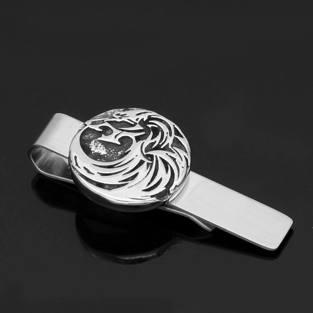 Nordic Viking Titanium Steel Celtic Wolf Head Tie Clip Hair Accessory фото