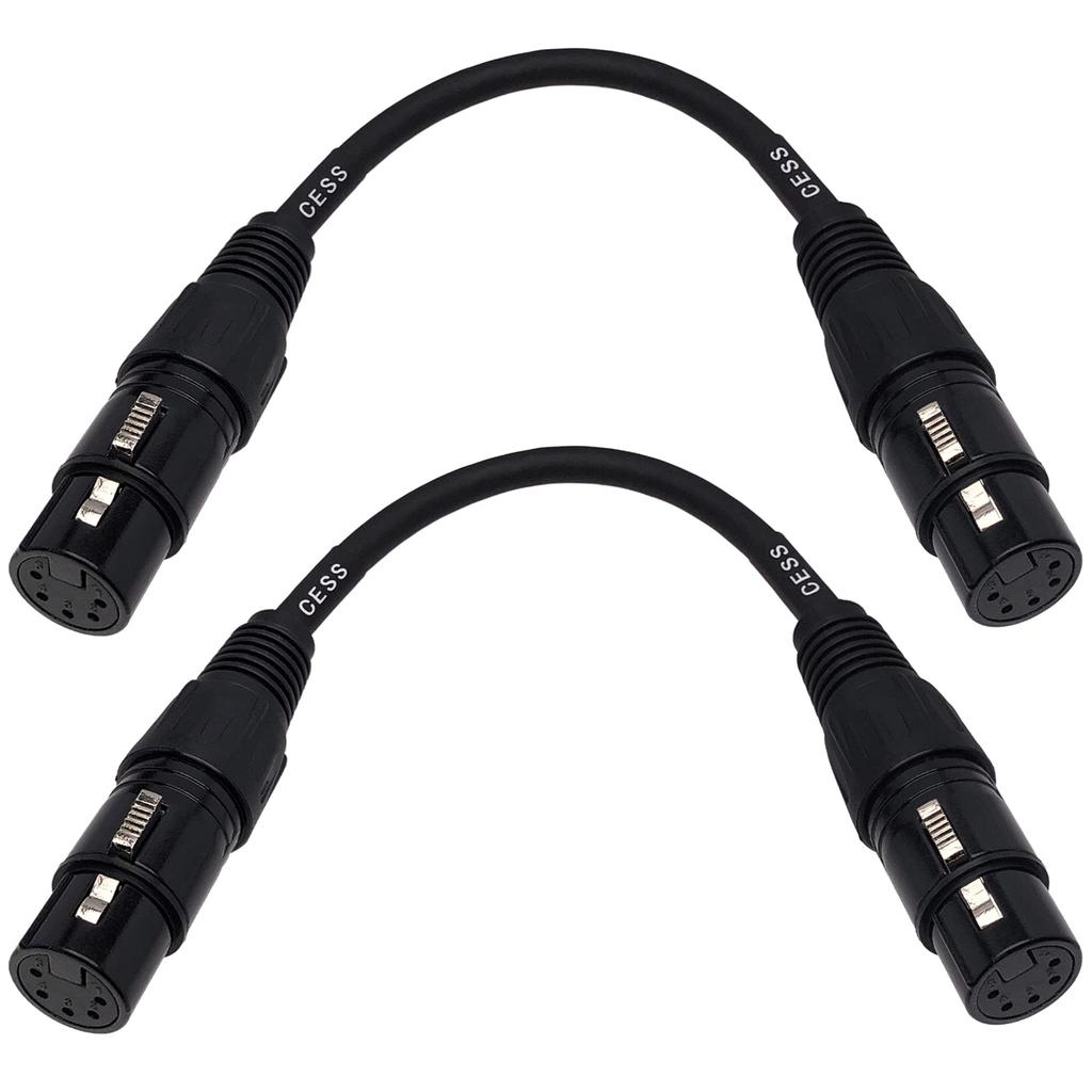 CESS-271 Female 5-pin XLR to Female 5-pin XLR Gender Changer Coupler, 6-inch, DMX Cable, Pack of 2
