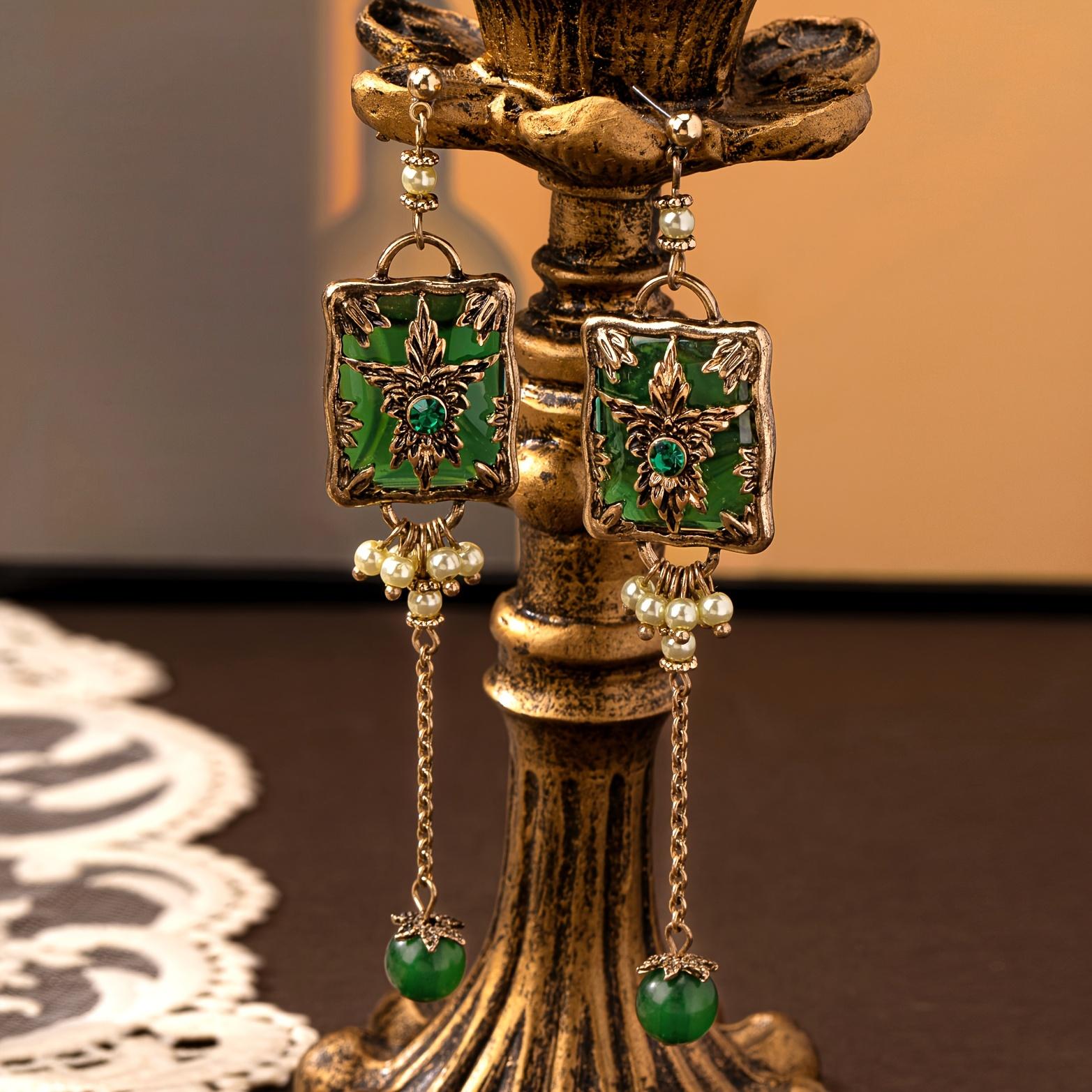 

Модные висячие серьги для женских украшений зелёный