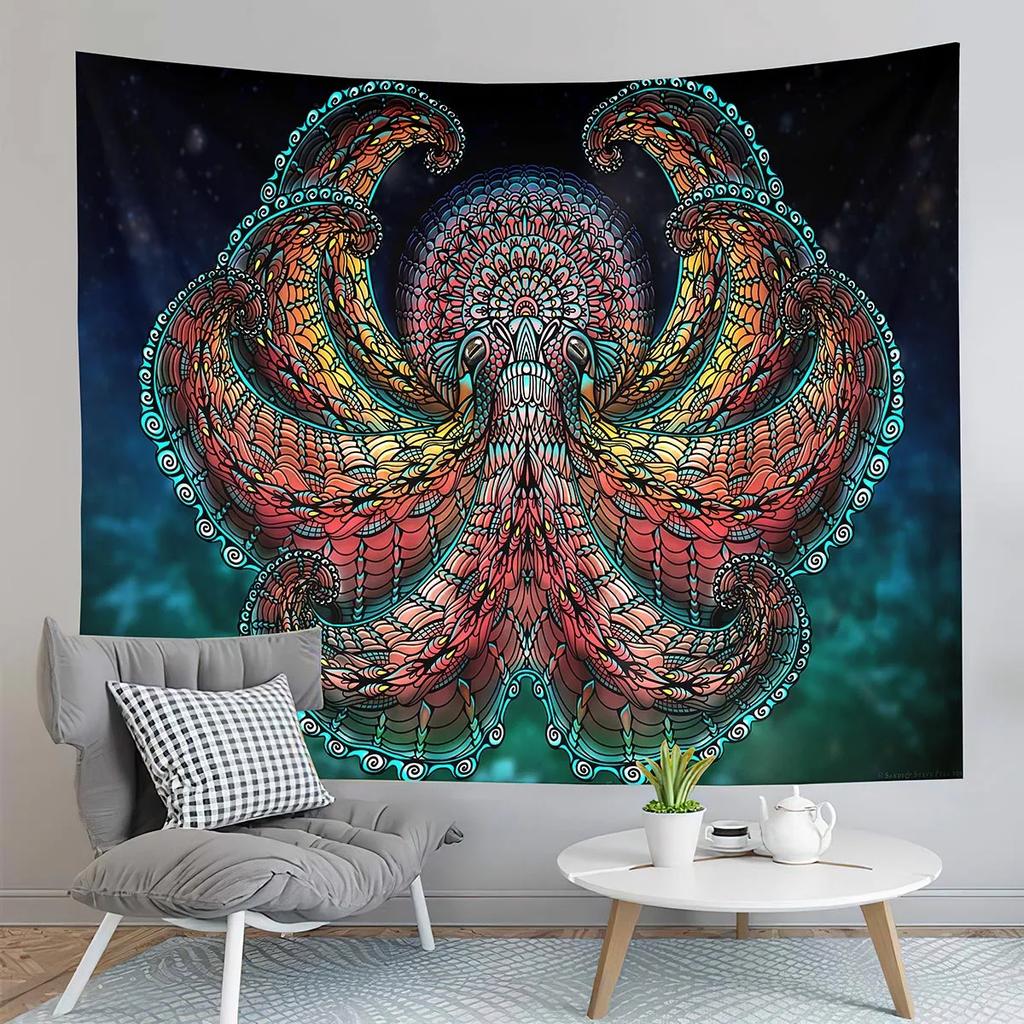 Psychedelic Octopus Tapestry Ocean Monster Tapestry Abstract Style Tapestry Home Living Room Bedroom Dorm Decor Background Cloth