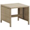 Garden Stool Set 2 Pieces with Seat Cushions Poly Rattan Beige