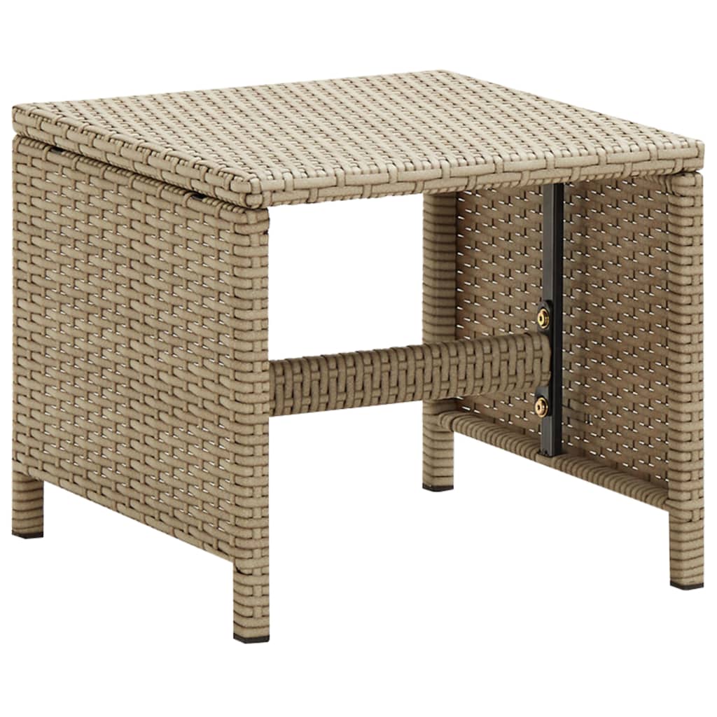 Garden Stool Set 2 Pieces with Seat Cushions Poly Rattan Beige