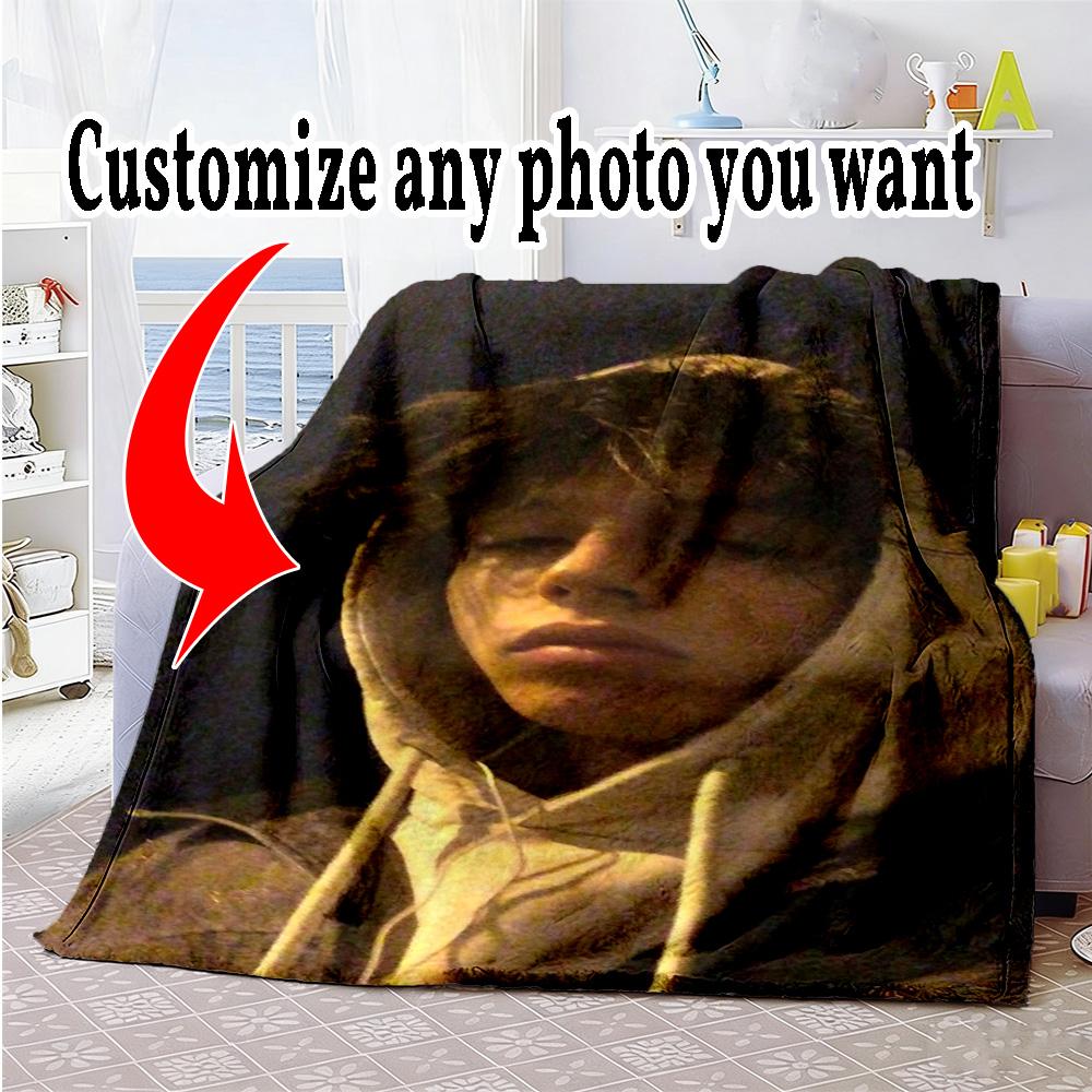 Customize Photo Personalized Photos Blanket Lightweight Personalized Blanket Durable Comfort Great for Bed Livingroom Nap Bedding Ideal for All Season