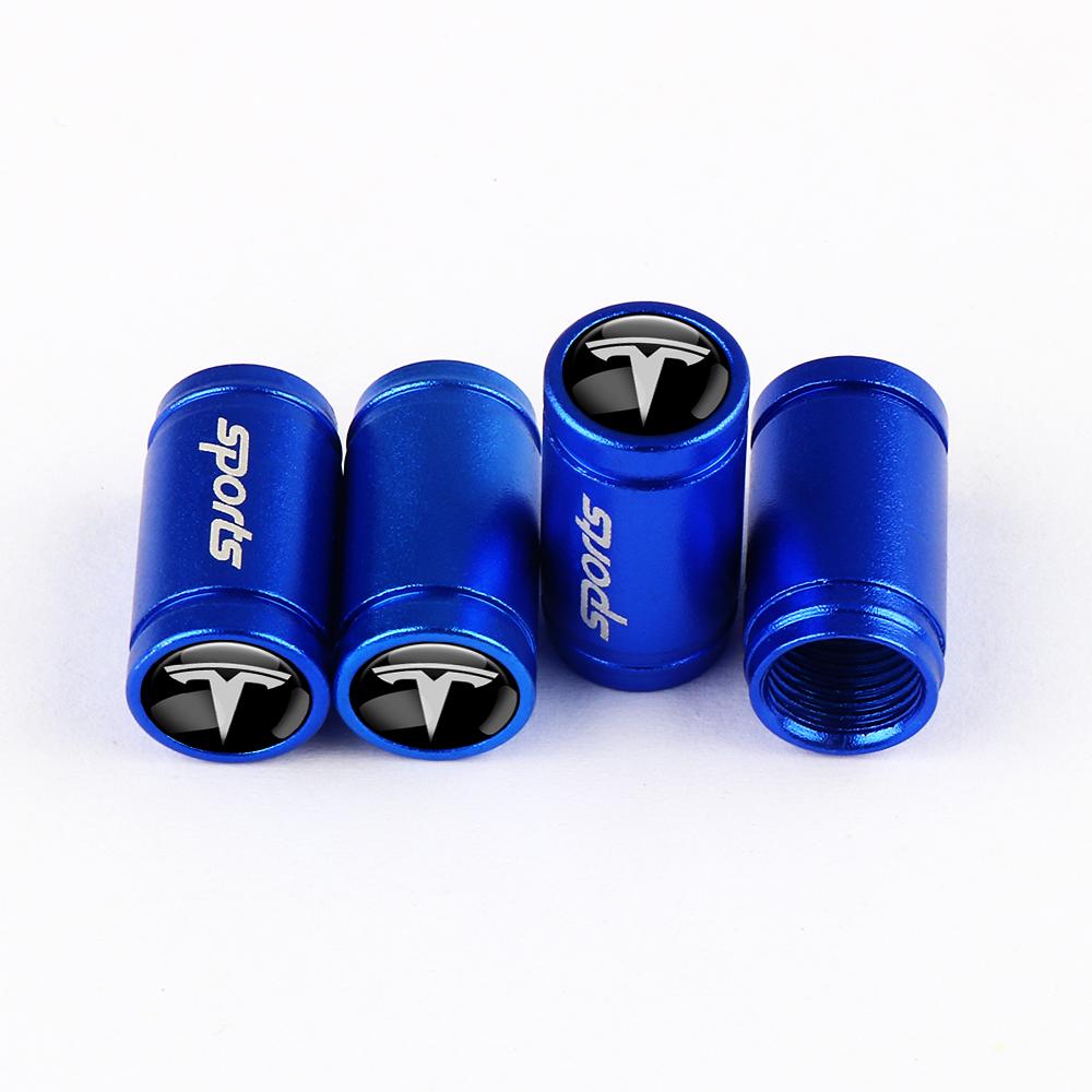 CGYJL1 4Pcs Car Sports Logo Wheel Tire Valve Caps Cover Auto Accessories For Tesla Model 3 Roadster Model S X Model Y SpaceX Cybertruck