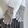 Wool Striped Gloves Letter Winter Velvet Mittens Simple Knitted Gloves  Women