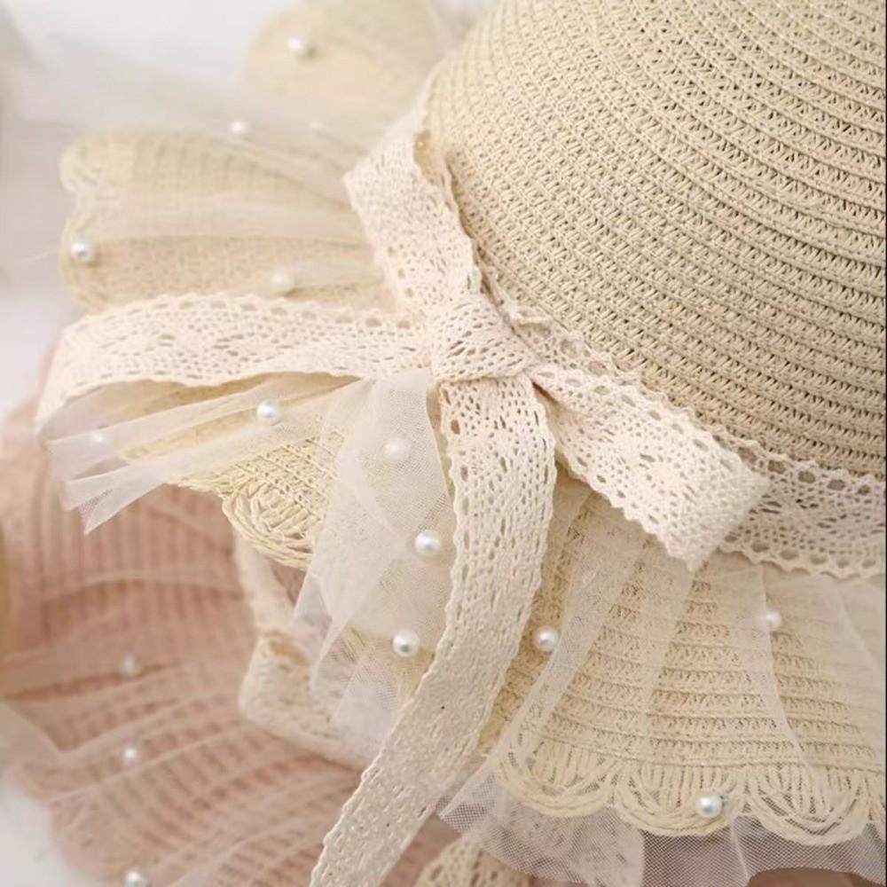 Lace Wide Brim Straw Cap Sun Protection Sunshade Fisherman Hat New Holiday Travel Beach Bags