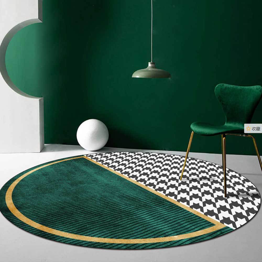 Tappeti di Lusso Leggero per Camera da Letto Tappeti Rotondi Verde Scuro Tappeto Decorazione Soggiorno Tappeto Armadio Tappeto Salotto Arredamento Casa Tappetino per Sedia