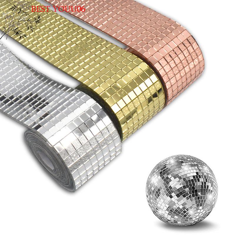 Hot 1PC Self-Adhesive Real Glass Craft Sticker Reflective Glass Tape Mini Mirror Mosaic Tiles For Making DIY Hand Craft Home Dec