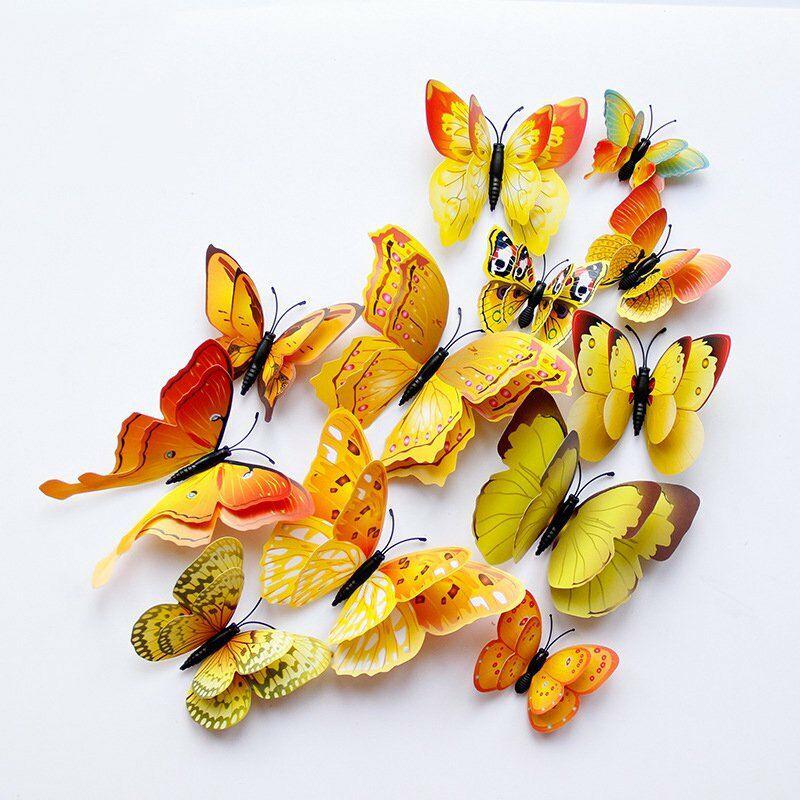 12Pcs 3D PVC Wall Sticker Butterfly Children\'s Room Home Background Wall Decoration Living Room Bedroom Home Decoration