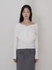 Pibeuseupibeuseu Drape Long Sleeve Top / White