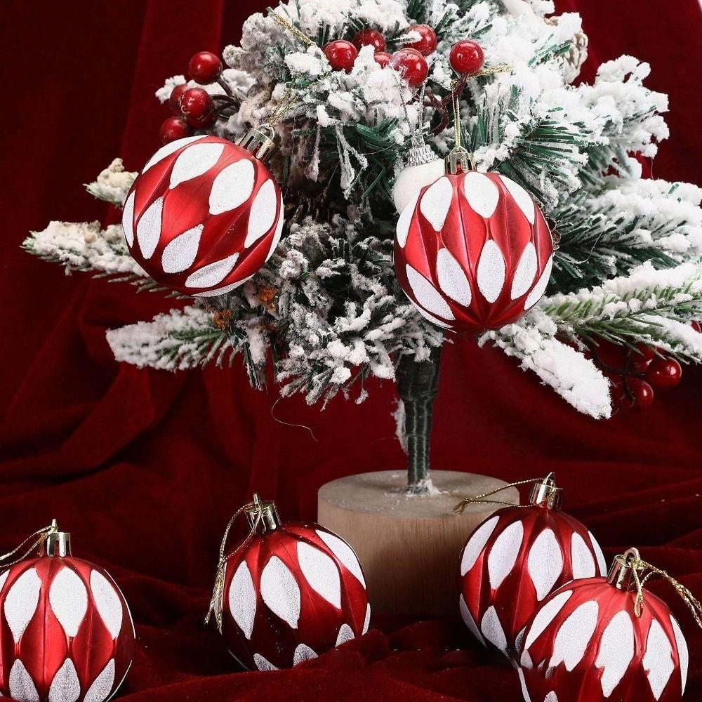 6Pcs 6cm Plastic Christmas Ball Festive atmosphere Painted Hanging Xmas Tree Decor Christmas Ball