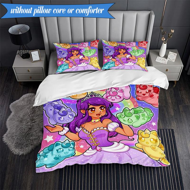 Purple Powerhouse 3pcs K-pop Music Group Bedding set,Ideal for Bedroom, Dormitory,Including Duvet Cover And 2pcs Pillowcases,Fan Gifts