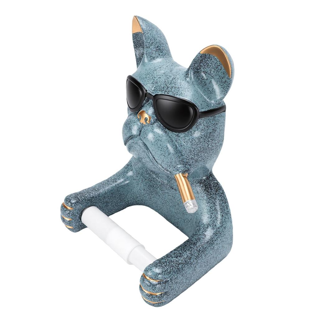 Wall Mounted Resin French Bulldog Toilet Paper Holder Sculpture Dog Toilet Paper Stand for Bathroom