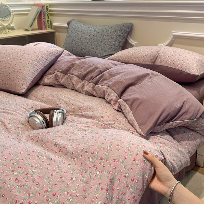 

Pre-Owned Linen Crinkled Gauze Bedding Set - Summer High-End Feel - Duvet Cover, Fitted Sheet, and More. Flat Sheet Set 0.9 Three-Piece - Duvet 150x200