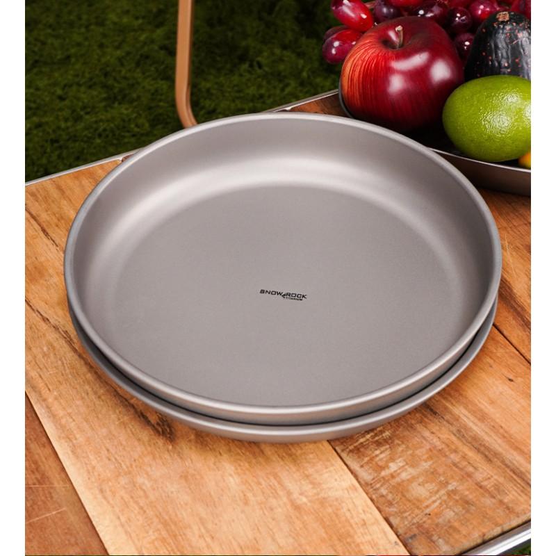 Titanium Camping Plate 1000ml Round Dinner Outdoor Picnic Hiking Backpacking Lightweight Portable Food Tray