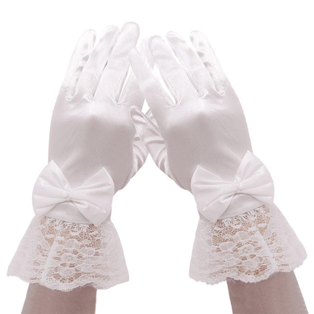 

Short Lace Gloves Bow Knot Dance Gloves Creative Children s Wedding Gloves Holiday білий