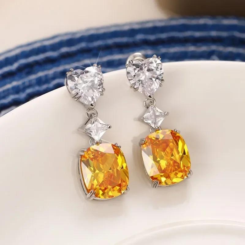 Yellow Zircon, Niche Design, Cool Style, Fresh and Elegant Accessories, High-end Trend, Personalized Fashion Earrings