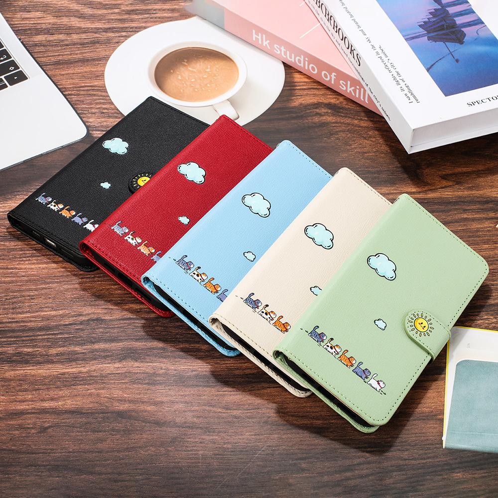 Book-style Flip Cover with Cartoon Animal Print Case For iPhone 16E 16 15 Plus 14 13 12 mini 11 Pro Max 10 XS X XR Stand Cover
